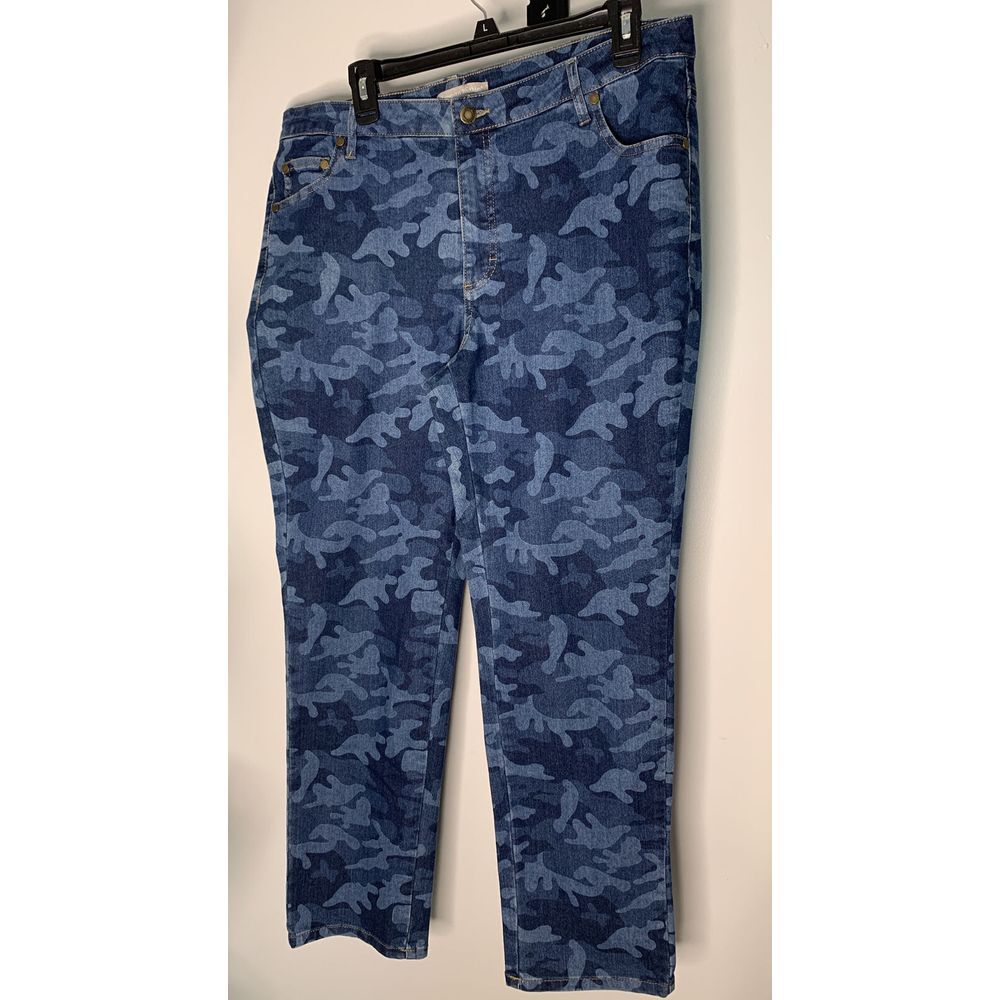 Woman Within Womens Denim Pants Size 36x30 16W Blue Camouflage